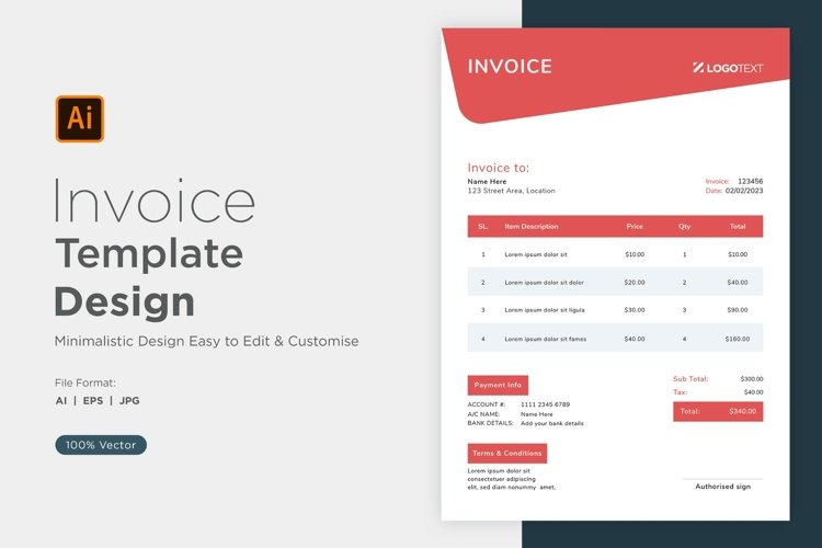 Corporate Invoice Template layout Design with modern look example image 1