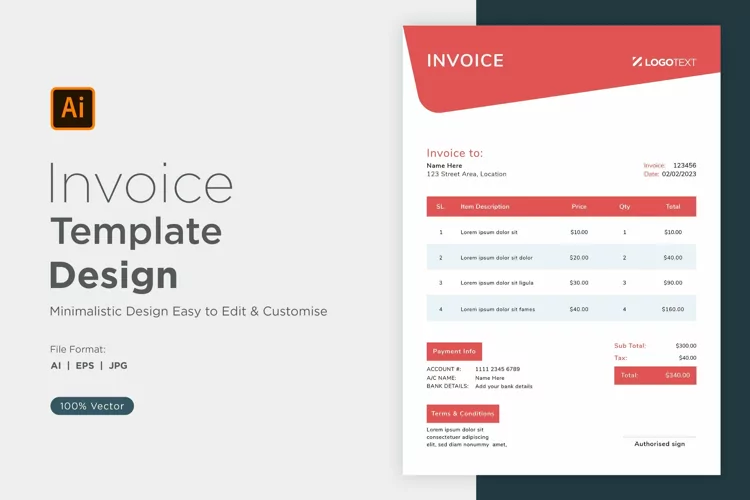 Corporate Invoice Template layout Design with modern look