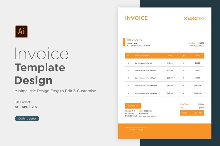 Corporate Invoice Template layout Design with modern look example image 1