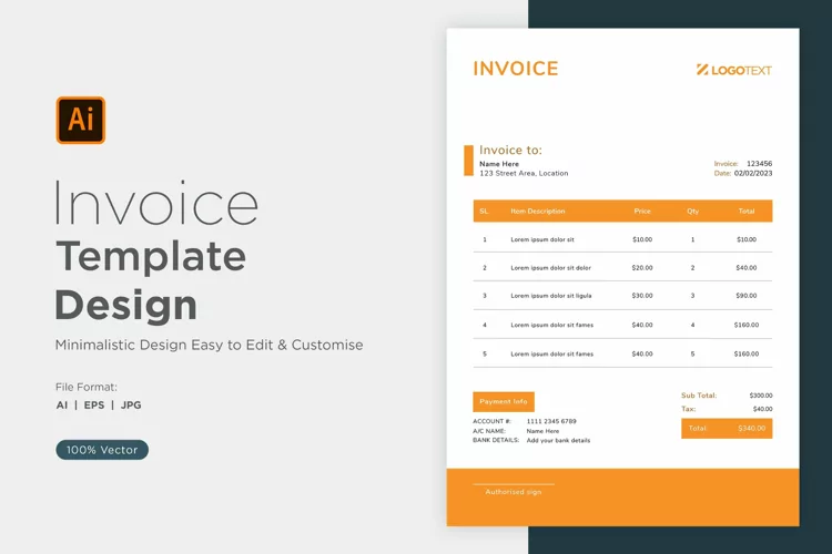 Corporate Invoice Template layout Design with modern look