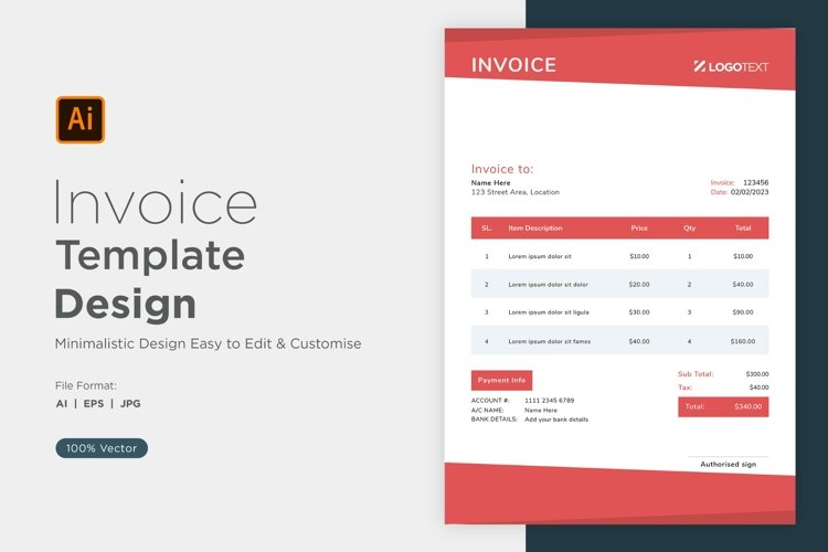 Corporate Invoice Template layout Design with modern look