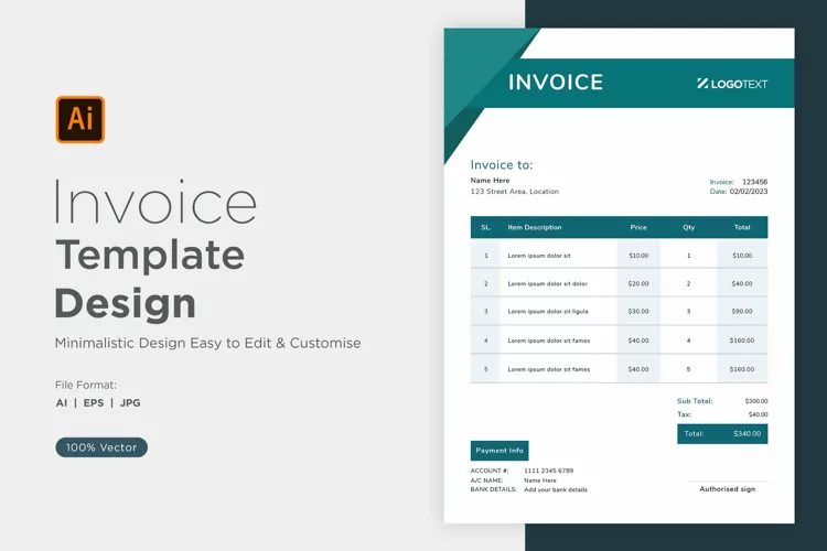 Corporate Invoice Template layout Design with modern look
