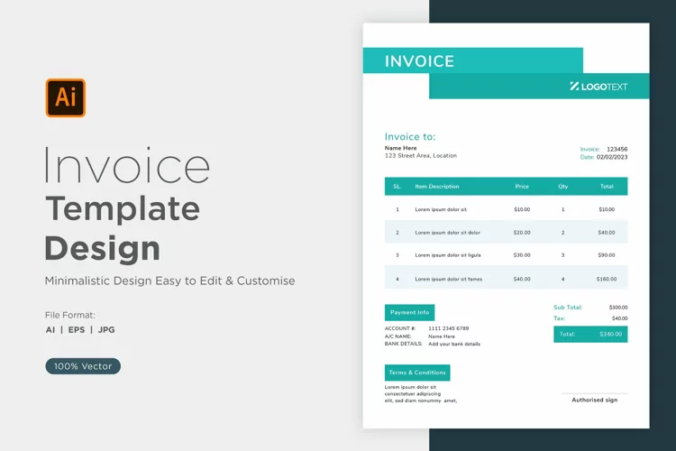 Corporate Invoice Template layout Design with modern look