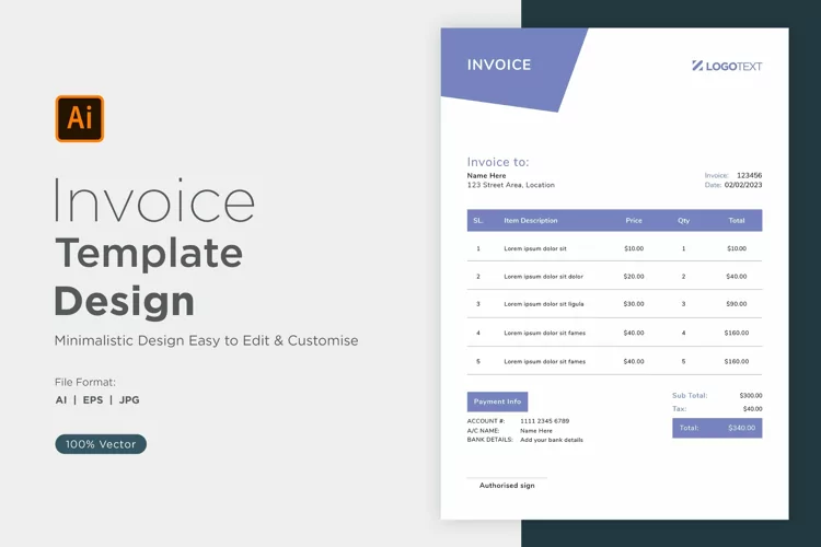 Corporate Invoice Template layout Design with modern look
