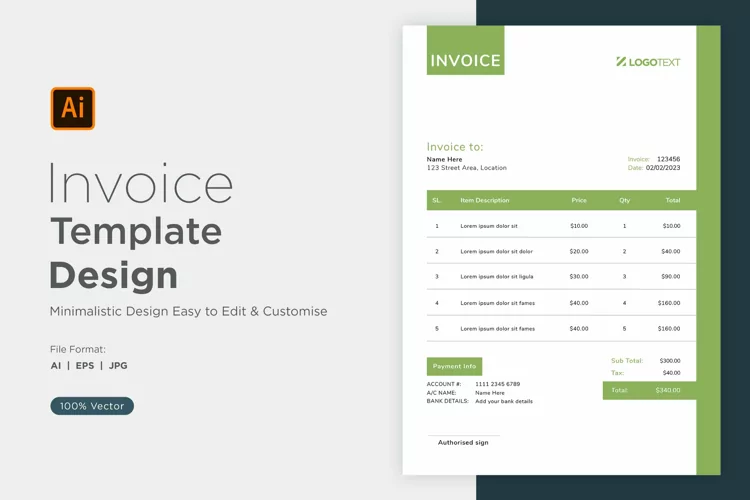 Corporate Invoice Template layout Design with modern look