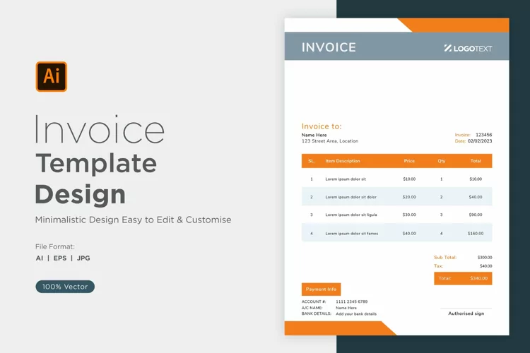 Corporate Invoice Template layout Design with modern look