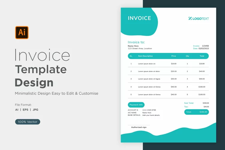 Corporate Invoice Template layout Design with modern look