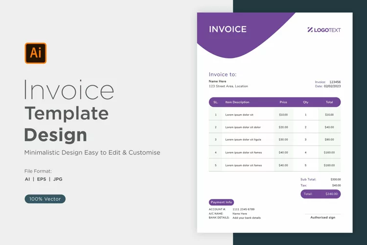 Corporate Invoice Template layout Design with modern look