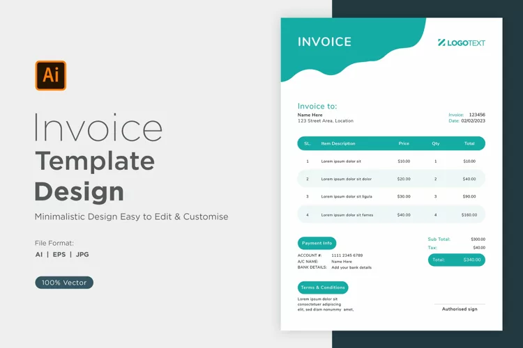 Corporate Invoice Template layout Design with modern look
