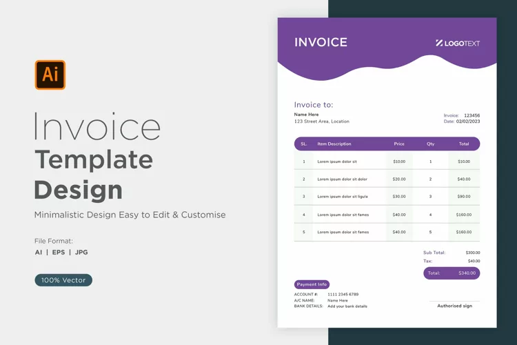 Corporate Invoice Template layout Design with modern look