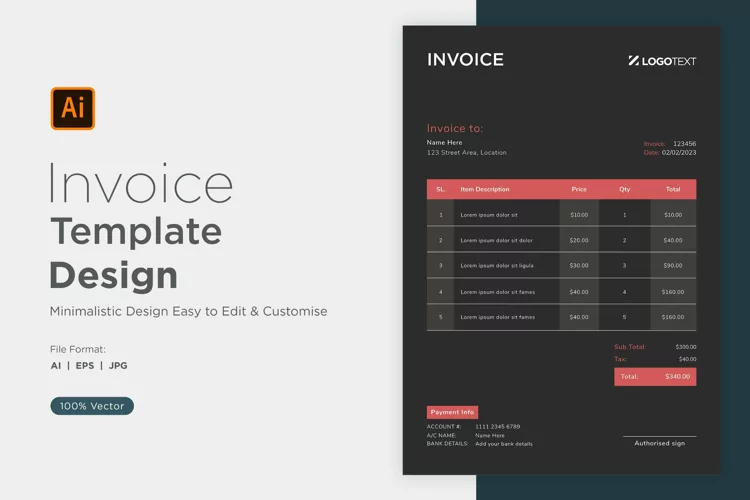 Corporate Invoice Template layout Design with modern look