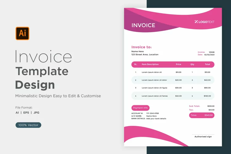 Corporate Invoice Template layout Design with modern look