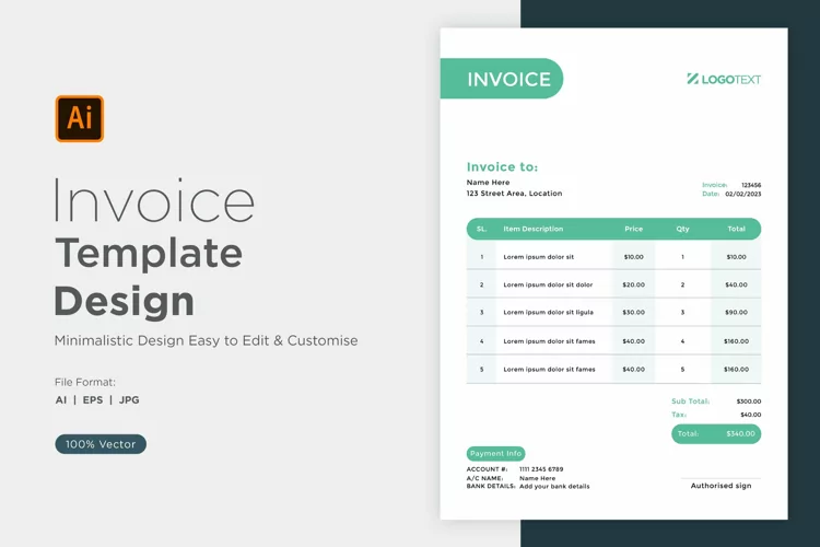 Corporate Invoice Template layout Design with modern look