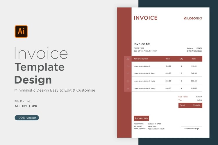 Corporate Invoice Template layout Design with modern look example image 1