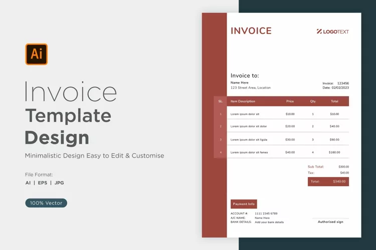 Corporate Invoice Template layout Design with modern look