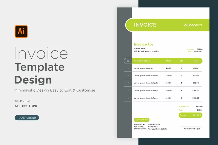 Corporate Invoice Template layout Design with modern look