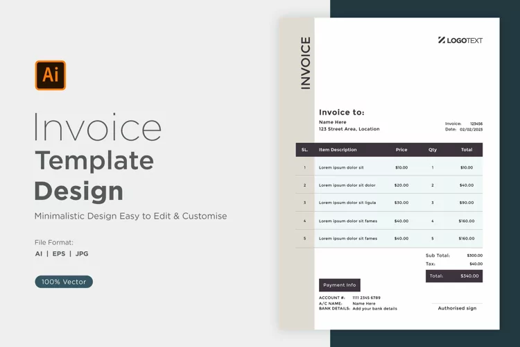 Corporate Invoice Template layout Design with modern look