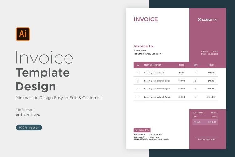 Corporate Invoice Template layout Design with modern look