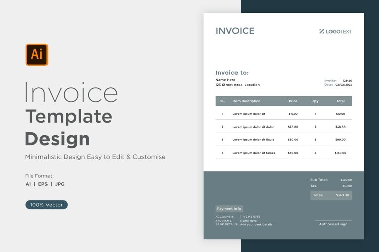 Corporate Invoice Template layout Design with modern look