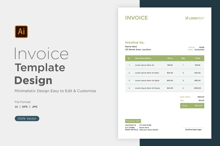 Corporate Invoice Template layout Design with modern look example image 1