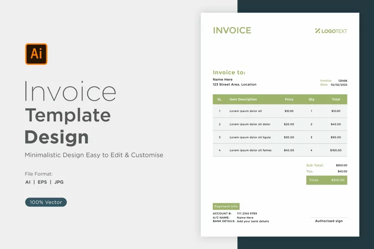 Corporate Invoice Template layout Design with modern look