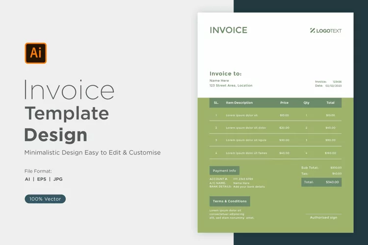 Corporate Invoice Template layout Design with modern look