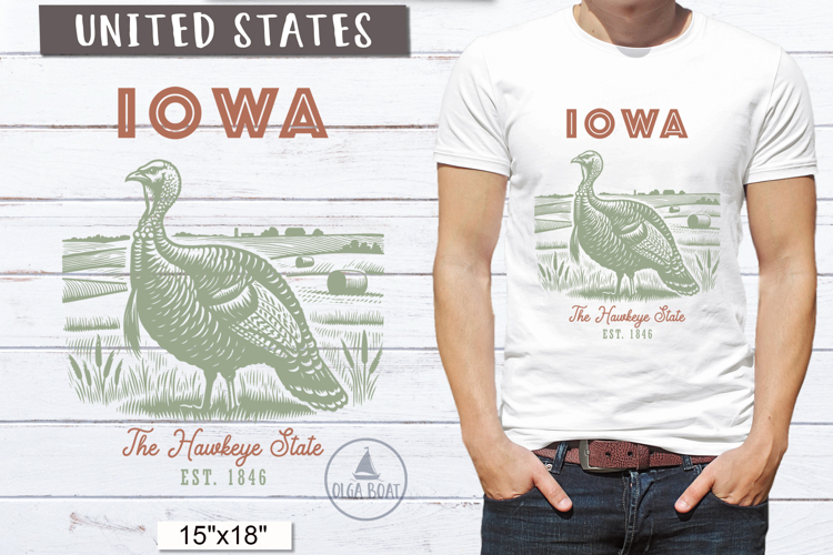 Iowa PNG | Vintage United States Sublimation Design