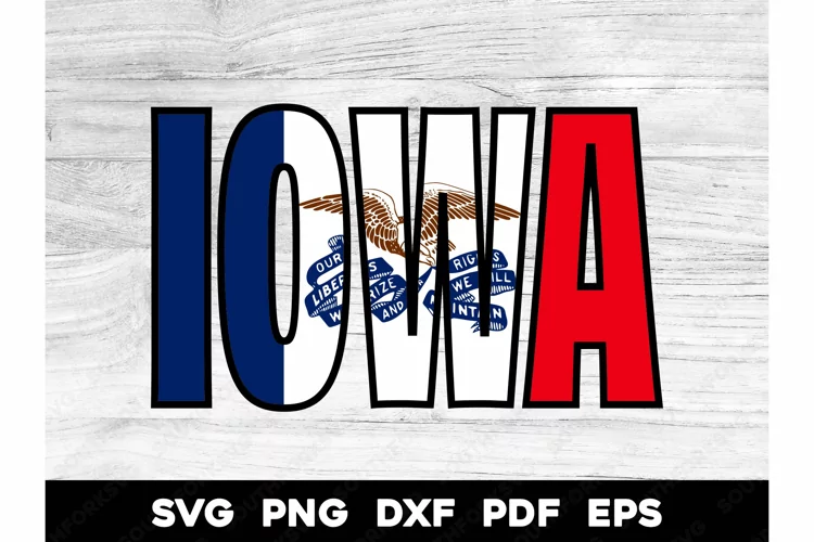 Iowa State Flag Name Design SVG PNG DXF EPS PDF