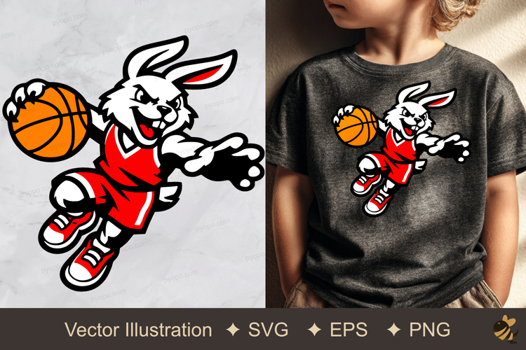 Basketball Bunny Vector Illustration example image 1