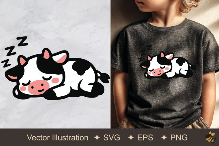 Sleeping Cow Vector Illustration