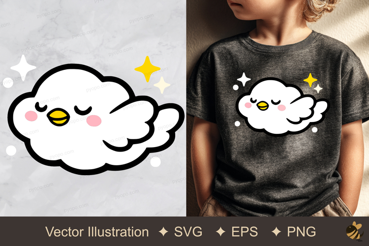 Soft Cloud Bird Vector Illustration example image 1