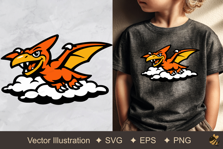 Flying Pterosaurs Vector Illustration