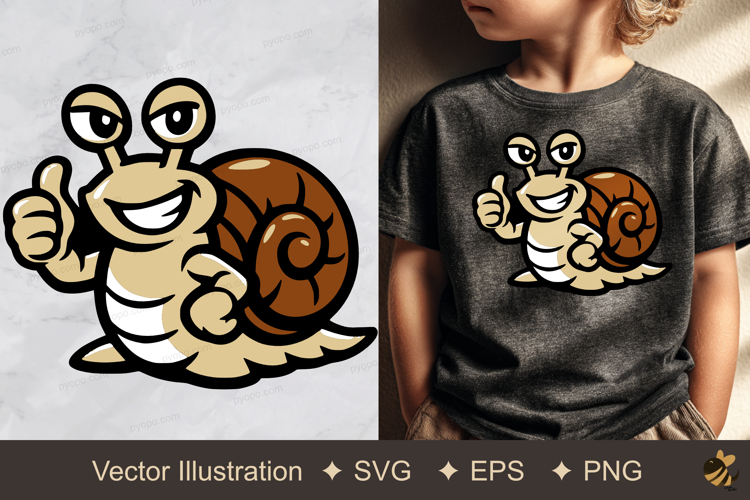 Snail Giving Thumbs Up Vector Illustration example image 1
