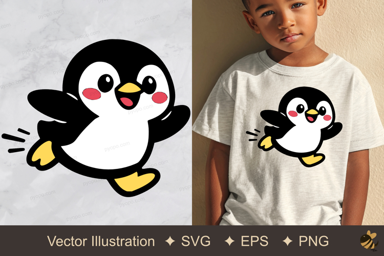 Penguin Running Vector Illustration