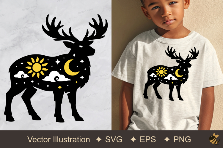 Deer Sky View Vector Illustration example image 1