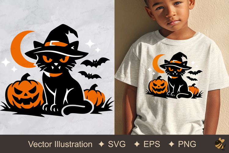 Witch Cat Vector Illustration