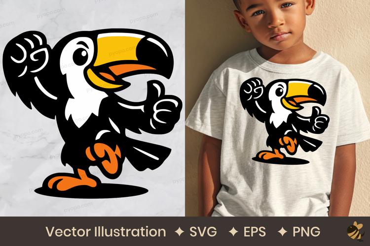 Cheerful Toucan Thumbs Up Vector Illustration