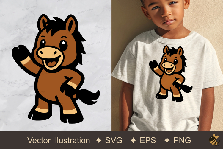 Horse Waving Vector Illustration