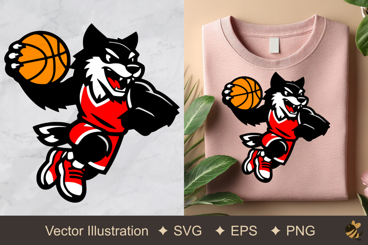 Basketball Wolf Vector Illustration example image 1