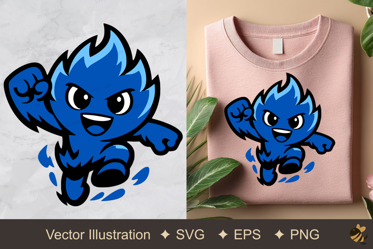 Blue Fire Spirit Vector Illustration example image 1
