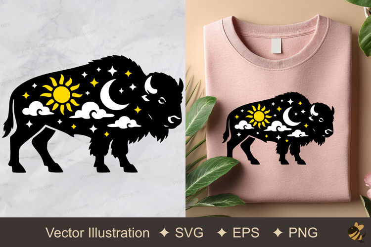 Bison Sky View Vector Illustration example image 1