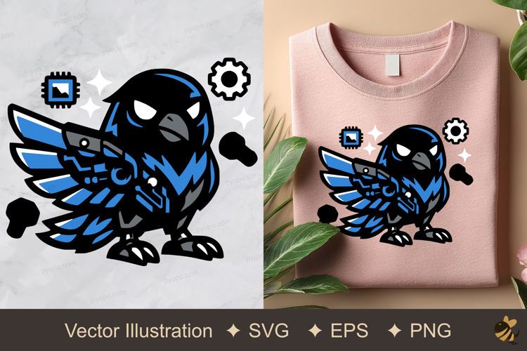Robot Crow Vector Illustration