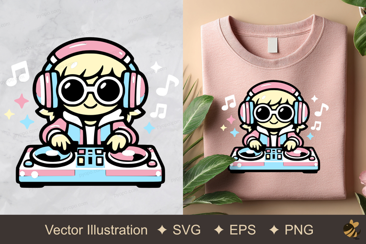 DJ Retro Pastel Vector Illustration