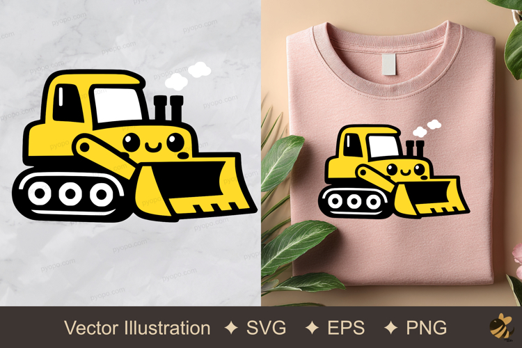 Cute Bulldozer Vector Illustration example image 1
