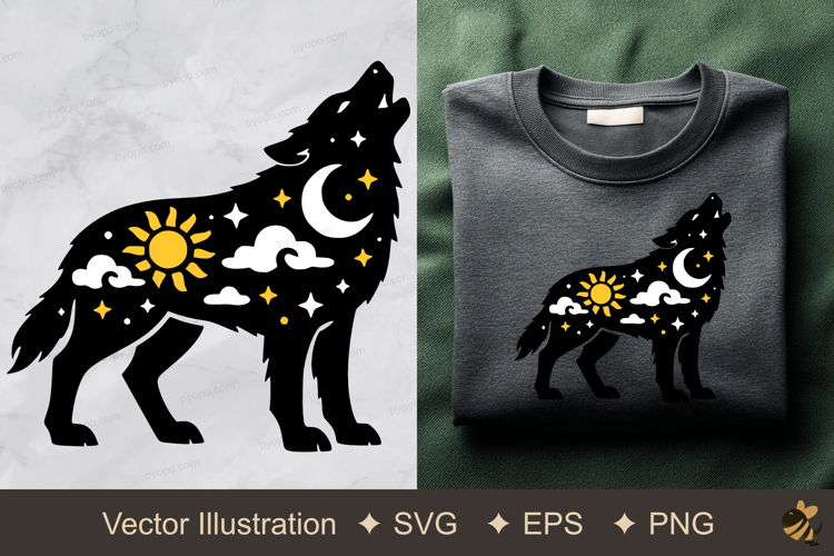 Wolf Sky View Vector Illustration example image 1