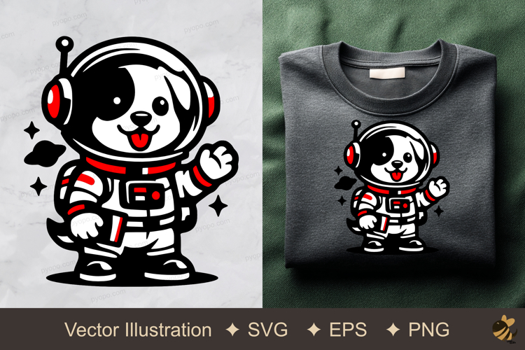 Astronaut Dog Vector Illustration