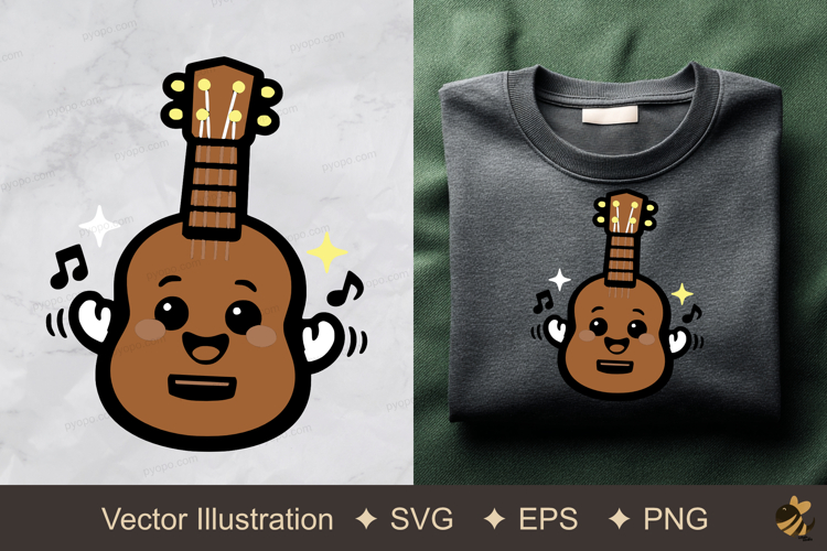 Cheerful Ukulele Vector Illustration example image 1