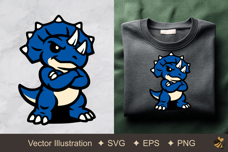 Triceratops Pose Vector Illustration