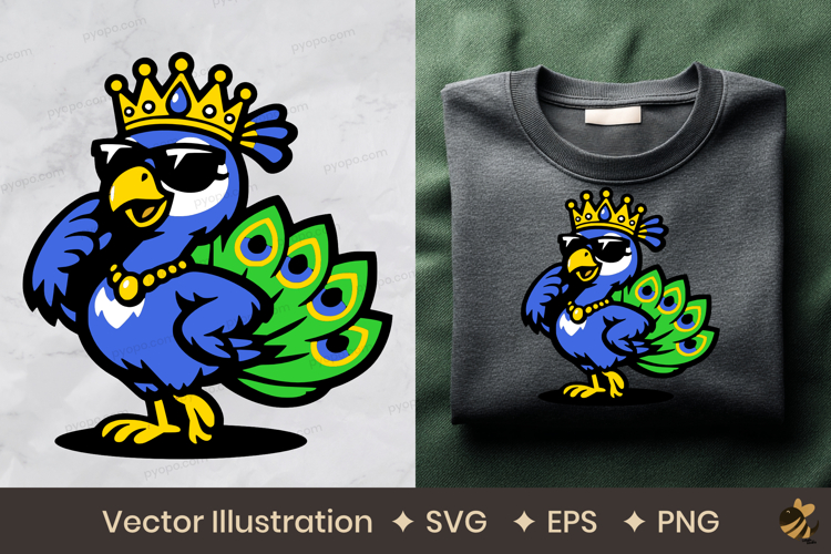 Stylish Peacock Queen Vector Illustration