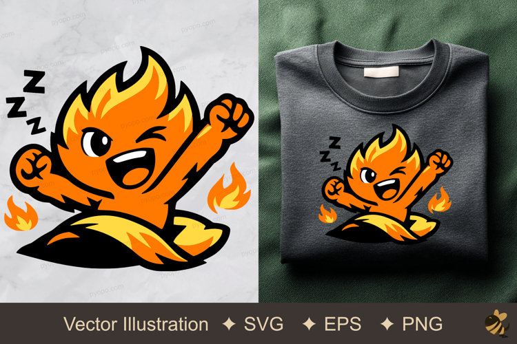 Orange Fire Wakes Up Vector Illustration example image 1